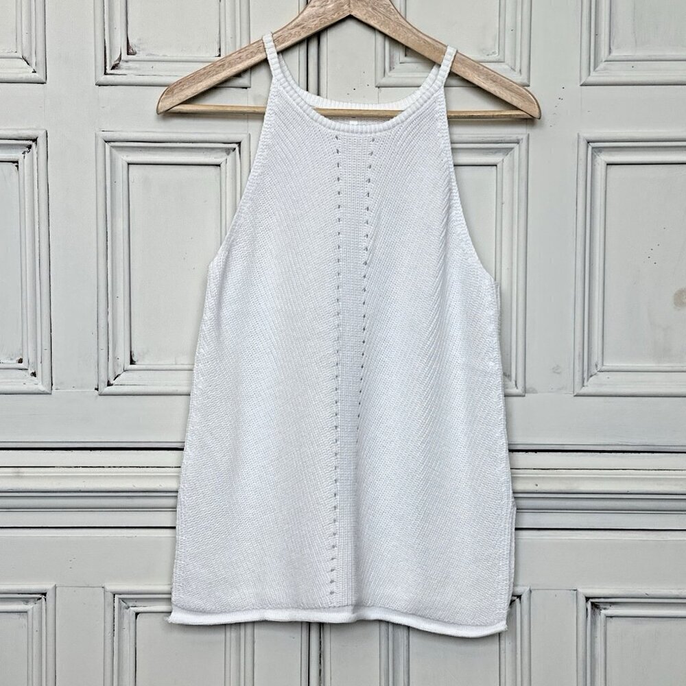 Women Small Fashion Scoop Neck Knit Tank Top Casual Loose Sleeveless Split Sides - Picture 11 of 13